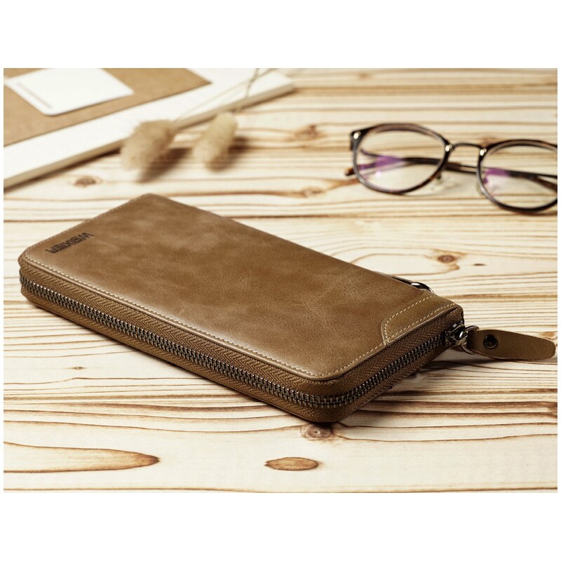 New Come Fashion Vintage Long Style Split Leather Men Wallet Soft For Business Casual Men Wallet Clutch Bags High Quality