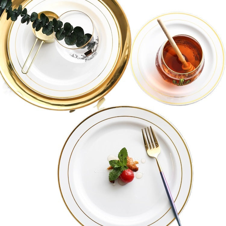 Gold Disposable Plastic Dinner Plates