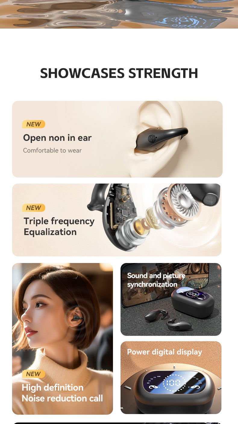 Dolphin M66 Ear Clip Earphones Huaqiangbei New Wireless Bone Conduction Bluetooth Earphones Digital Display Noise Reduction 5.4
