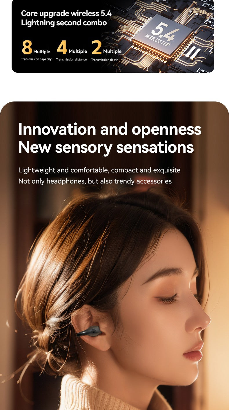 Dolphin M66 Ear Clip Earphones Huaqiangbei New Wireless Bone Conduction Bluetooth Earphones Digital Display Noise Reduction 5.4