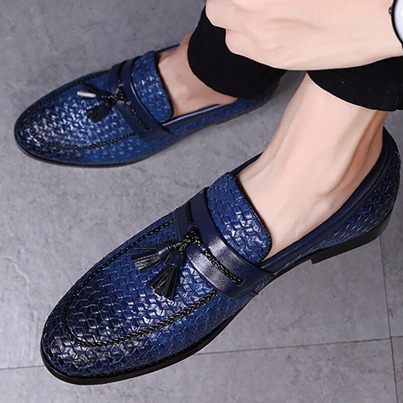 Tassel Plaid Men New Loafers Weaving Comfortable Soft Leisure Leather Shoes Fashion Sapato Masculino