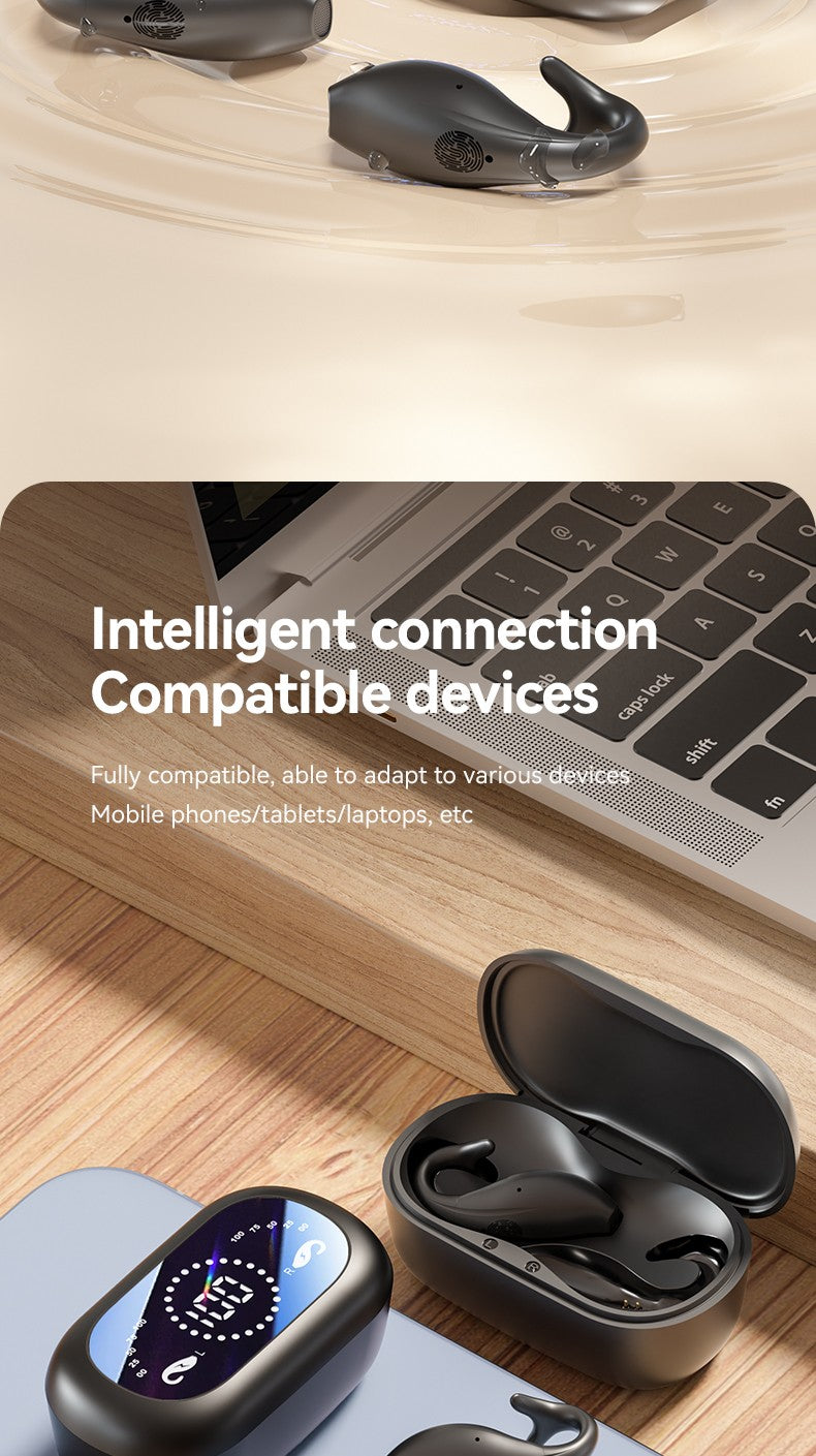 Dolphin M66 Ear Clip Earphones Huaqiangbei New Wireless Bone Conduction Bluetooth Earphones Digital Display Noise Reduction 5.4