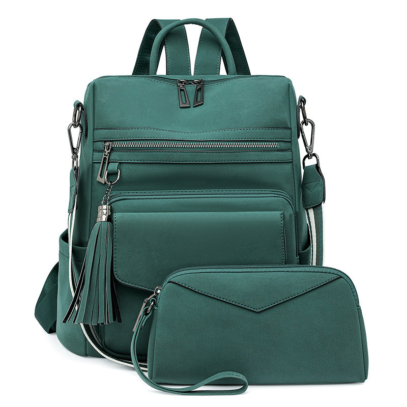 Double-color fringed backpack