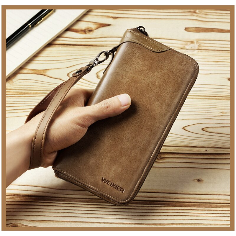 New Come Fashion Vintage Long Style Split Leather Men Wallet Soft For Business Casual Men Wallet Clutch Bags High Quality