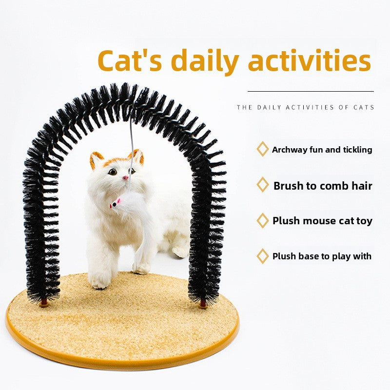 Arch Shape Cat Scratching Brush with Tease Stick