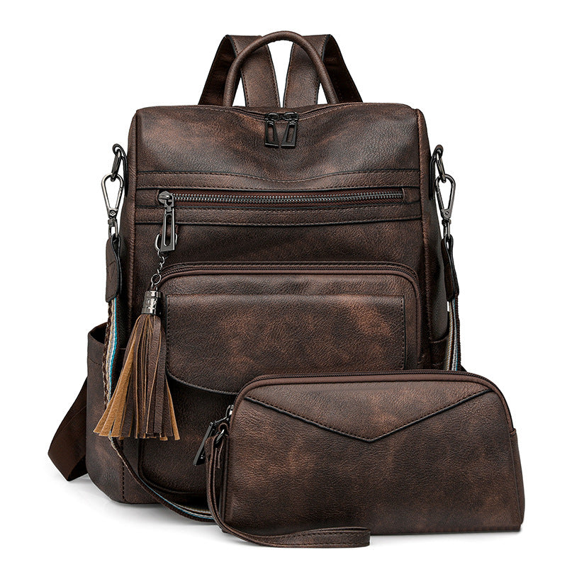 Double-color fringed backpack
