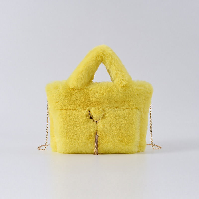 New Women's Imitation Rabbit Hair Handbag Plush Shoulder Bag Casual Versatile Imitation Crossbody Bag Fashion Large Capacity Bag