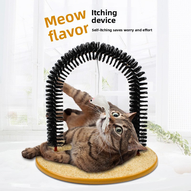 Arch Shape Cat Scratching Brush with Tease Stick