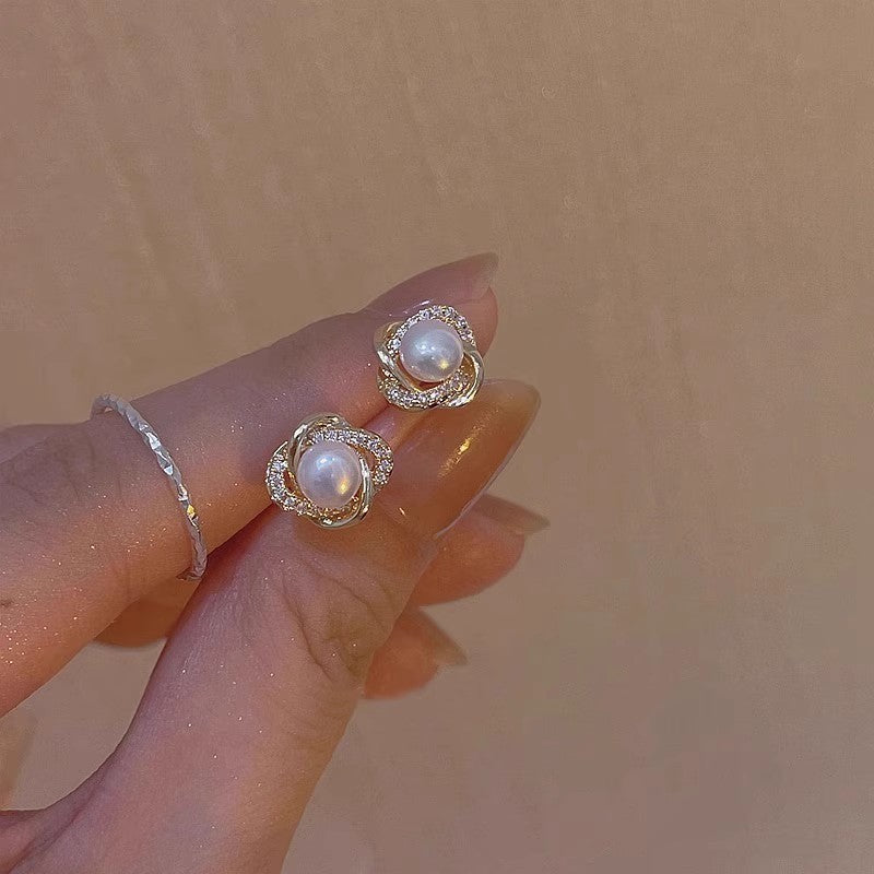 S925 Silver Pearl Earrings Elegant Light Luxury Fashion Jewelry