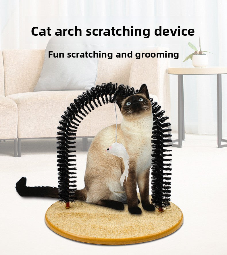 Arch Shape Cat Scratching Brush with Tease Stick