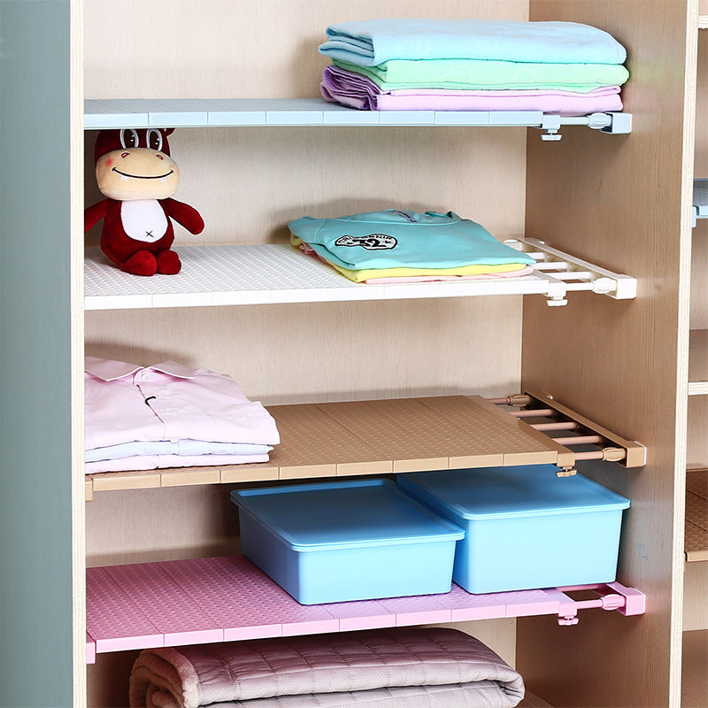 Retractable Wardrobe Storage Layered Partition Punch-Free Wall Storage Rack Kitchen Bathroom Storage Rack Dormitory Artifact