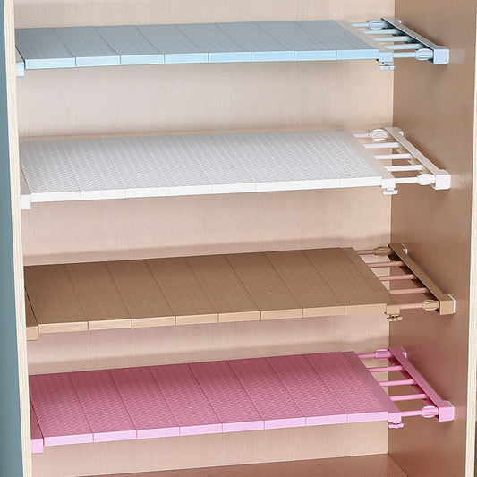 Retractable Wardrobe Storage Layered Partition Punch-Free Wall Storage Rack Kitchen Bathroom Storage Rack Dormitory Artifact