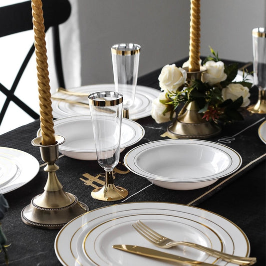 Gold Disposable Plastic Dinner Plates
