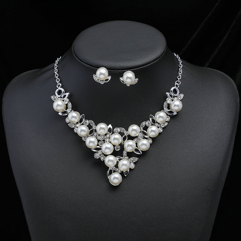 Necklace Earring Set Female Couple Birthday Valentine's Day Gift To Girlfriend Pearl Necklace Light Luxury Niche Clavicle Chain