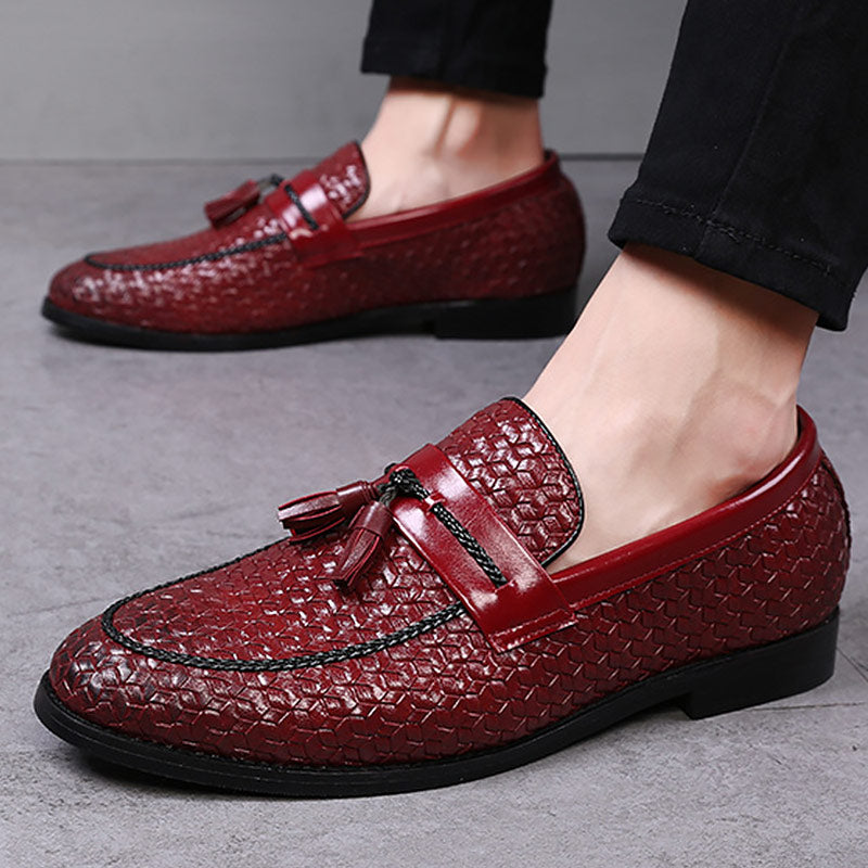 Tassel Plaid Men New Loafers Weaving Comfortable Soft Leisure Leather Shoes Fashion Sapato Masculino