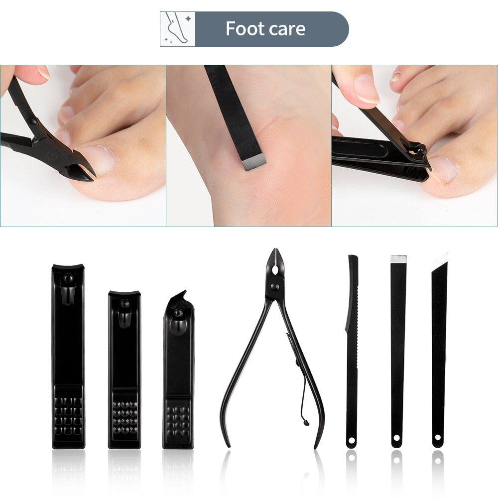 7/10/16/18 Pcs Manicure Cutters Nail Clipper Set Household Stainless Steel Ear Spoon Nail Clippers Pedicure Nail Scissors Tool