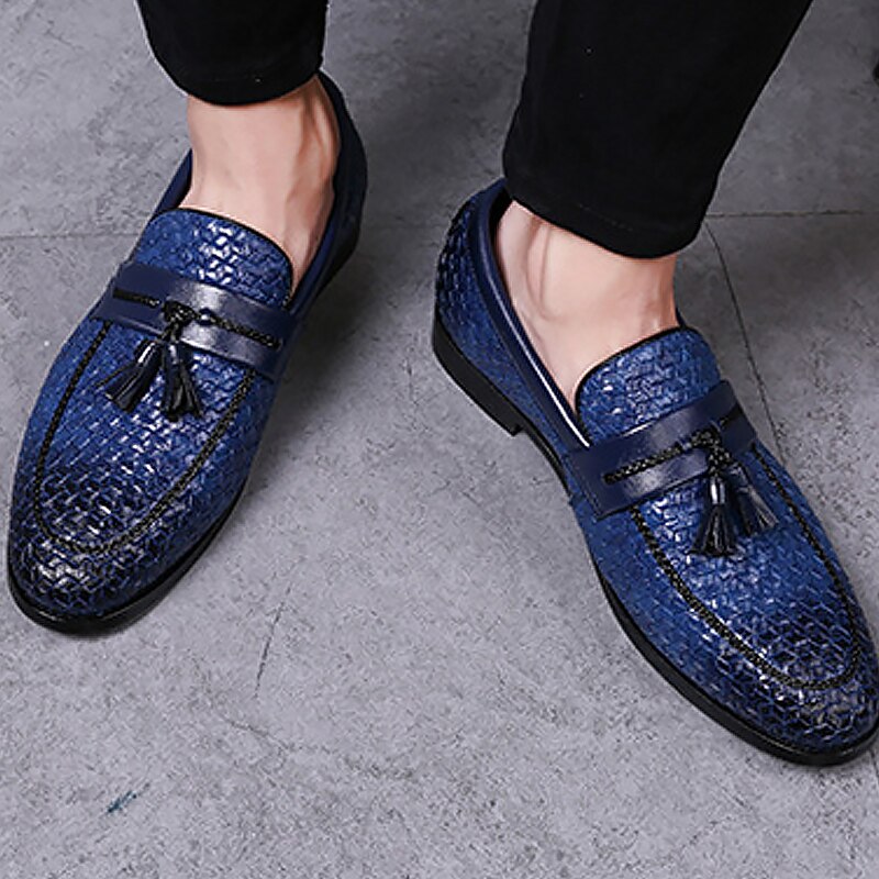 Tassel Plaid Men New Loafers Weaving Comfortable Soft Leisure Leather Shoes Fashion Sapato Masculino