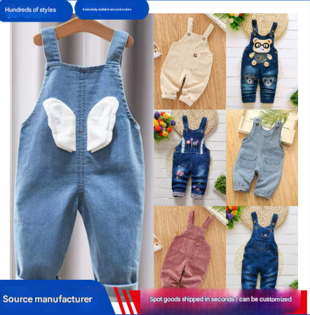 Cross-Border Export Kidsren's Pants Boys And Girls Pants Kidsren's Overalls Jeans Baby Jumpsuits Kidsren's Clothing