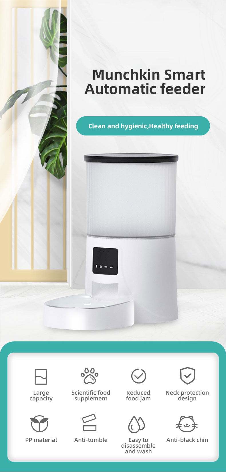 Wifi Smart APP Pet Feeder Household use Microchip Dog Automatic Pet Feeder Automatic Pet Feeder