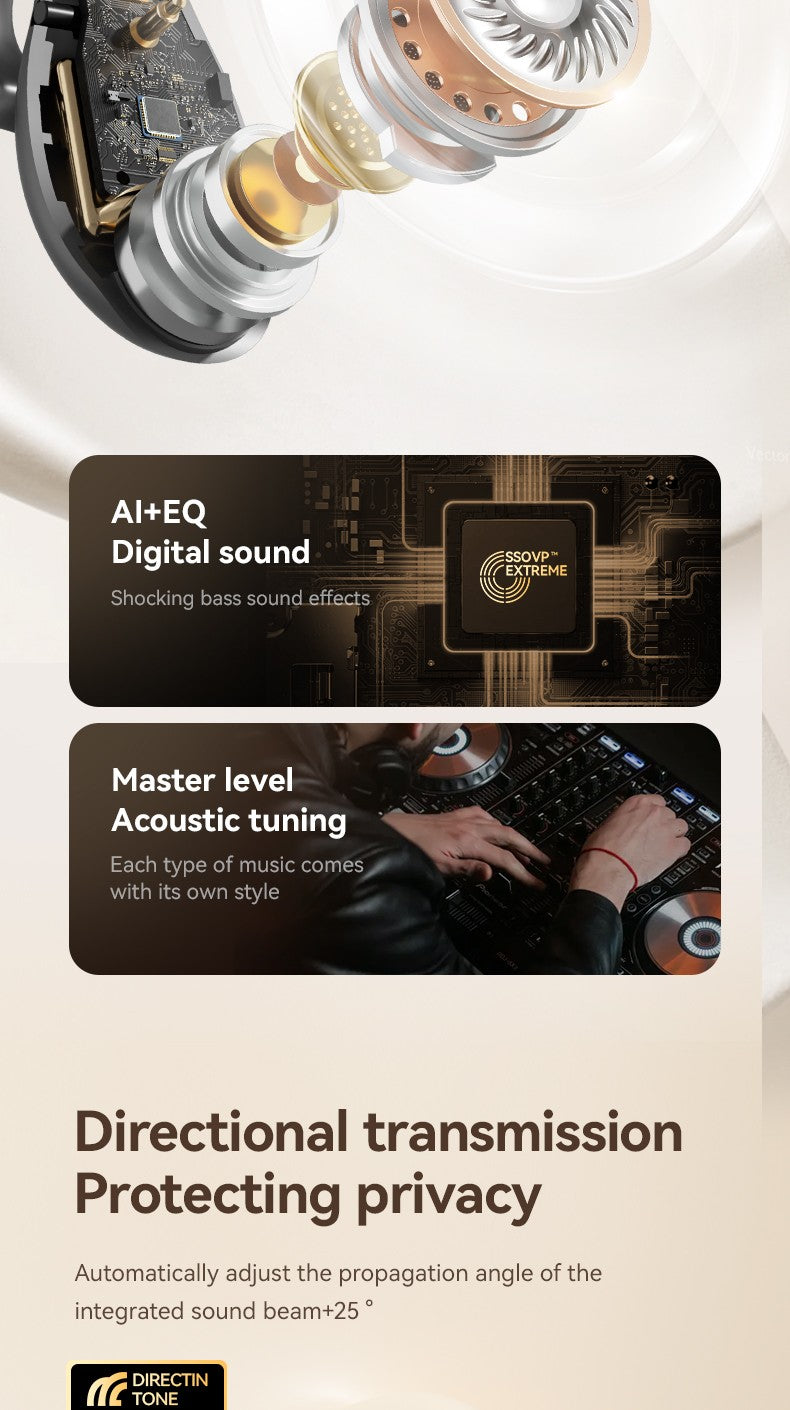 Dolphin M66 Ear Clip Earphones Huaqiangbei New Wireless Bone Conduction Bluetooth Earphones Digital Display Noise Reduction 5.4