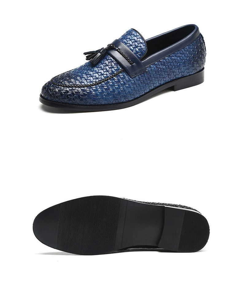 Tassel Plaid Men New Loafers Weaving Comfortable Soft Leisure Leather Shoes Fashion Sapato Masculino