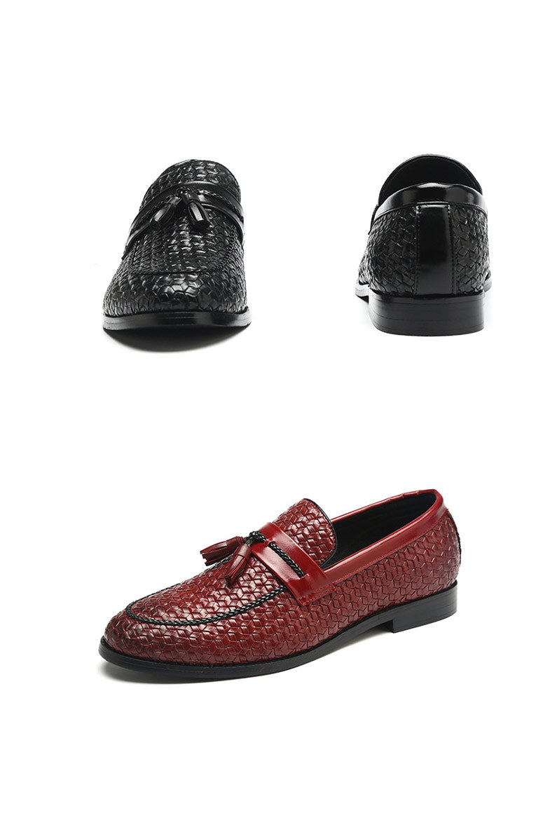 Tassel Plaid Men New Loafers Weaving Comfortable Soft Leisure Leather Shoes Fashion Sapato Masculino