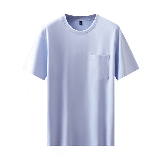 Short Sleeve T-Shirt Men Color Block Pocket Base Layer Men's Top