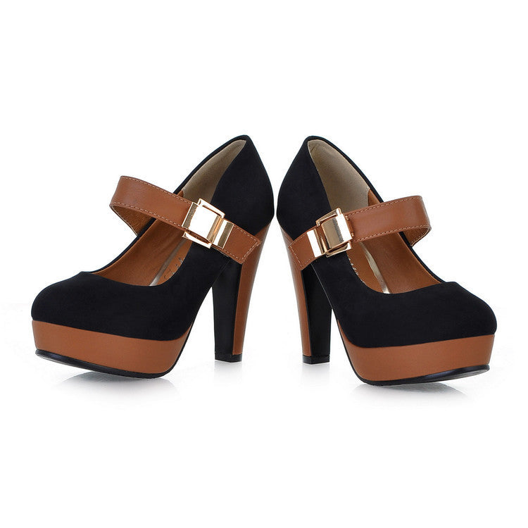 Wide-leg Women's Shoes Platform High Heels Velcro Heels Spring and Autumn Shallow Mouth Single Shoes