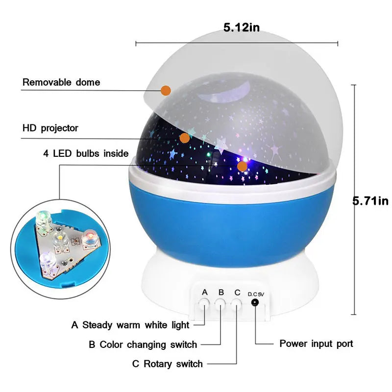 LED Projector Star Moon Night Light Sky Rotating Operated Nightlight Lamp For Children Kids Baby Bedroom Nursery  Christmas Gift