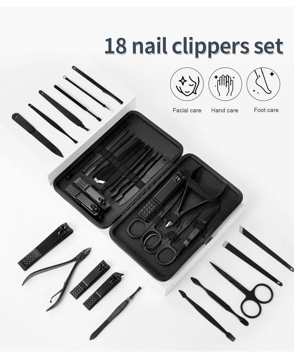 7/10/16/18 Pcs Manicure Cutters Nail Clipper Set Household Stainless Steel Ear Spoon Nail Clippers Pedicure Nail Scissors Tool
