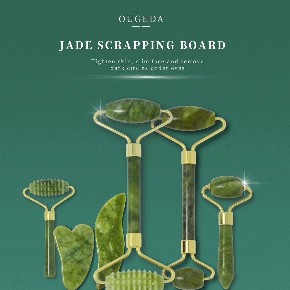 Jade beauty device scraping plate roller massage stick zinc alloy flower stand double head mute beauty device