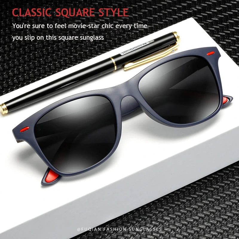 Polarized Sunglasses Men Women Classic Square Plastic Driving Sun Glasses Male Fashion Black Shades UV400