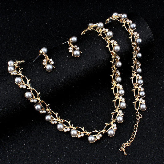 Pearl Wedding necklace earring jewelry set