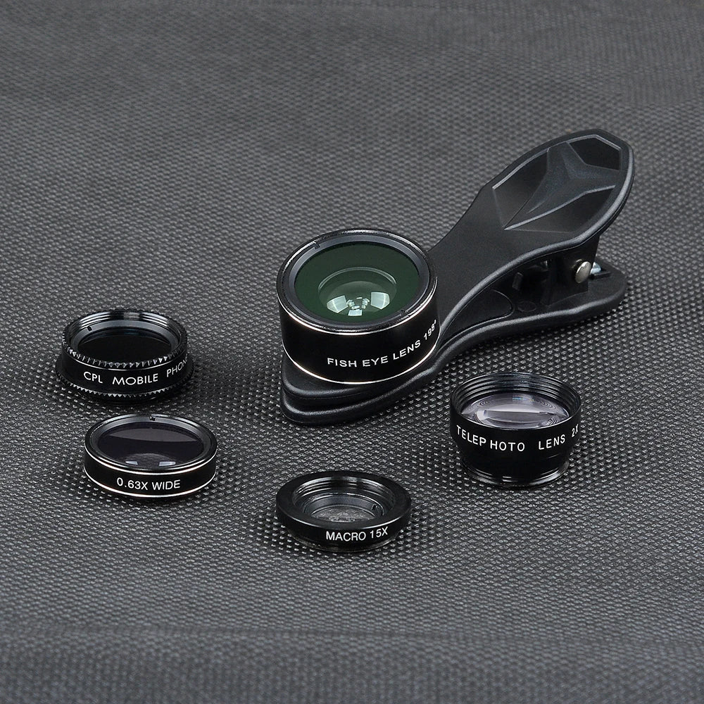 APEXEL 5 in 1 Fisheye Wide Angle Macro lens Telescope telephoto lens CPL Mobile Phone mini camera lens for iPhone Samsung xiaomi