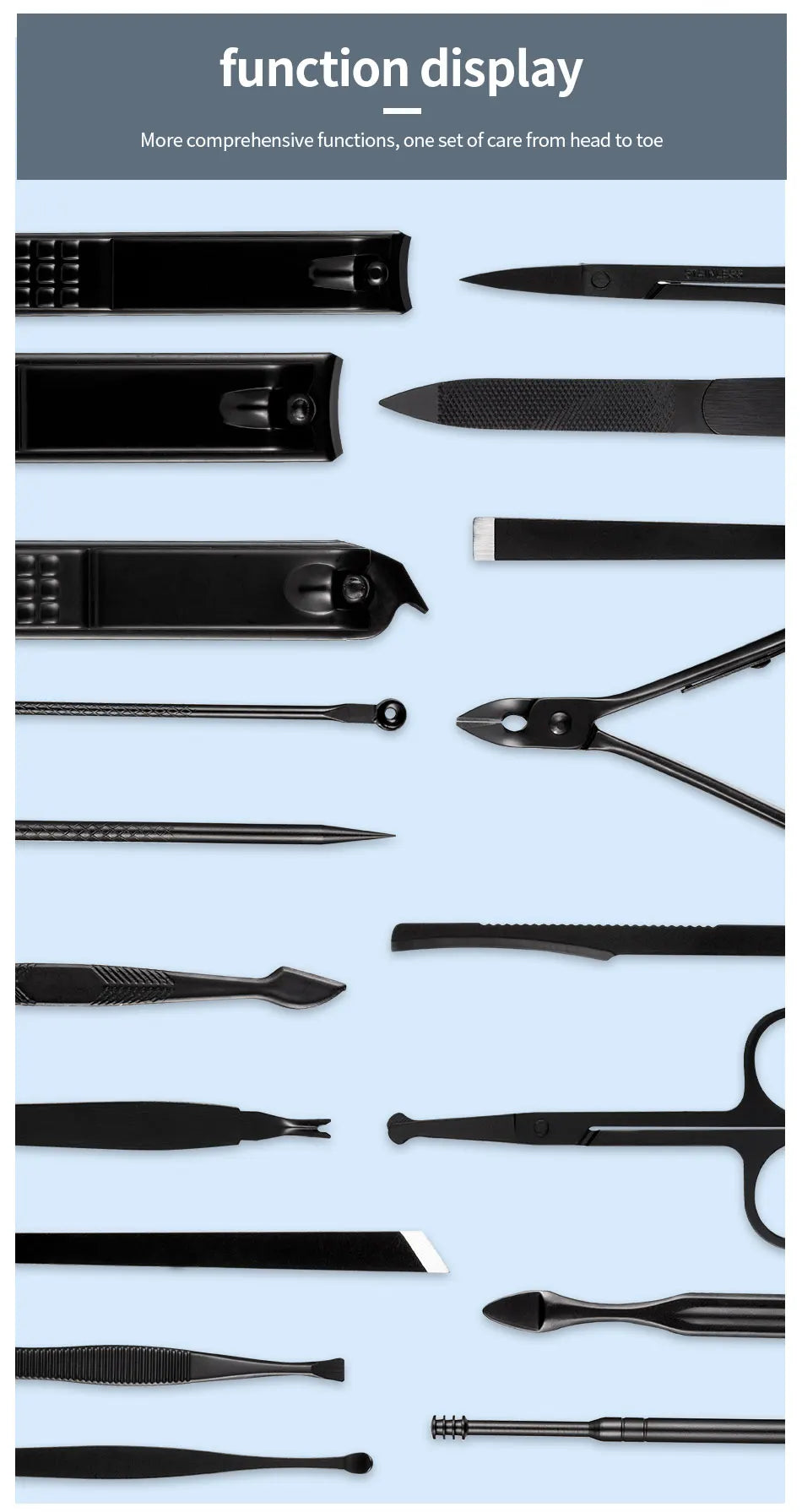 7/10/16/18 Pcs Manicure Cutters Nail Clipper Set Household Stainless Steel Ear Spoon Nail Clippers Pedicure Nail Scissors Tool