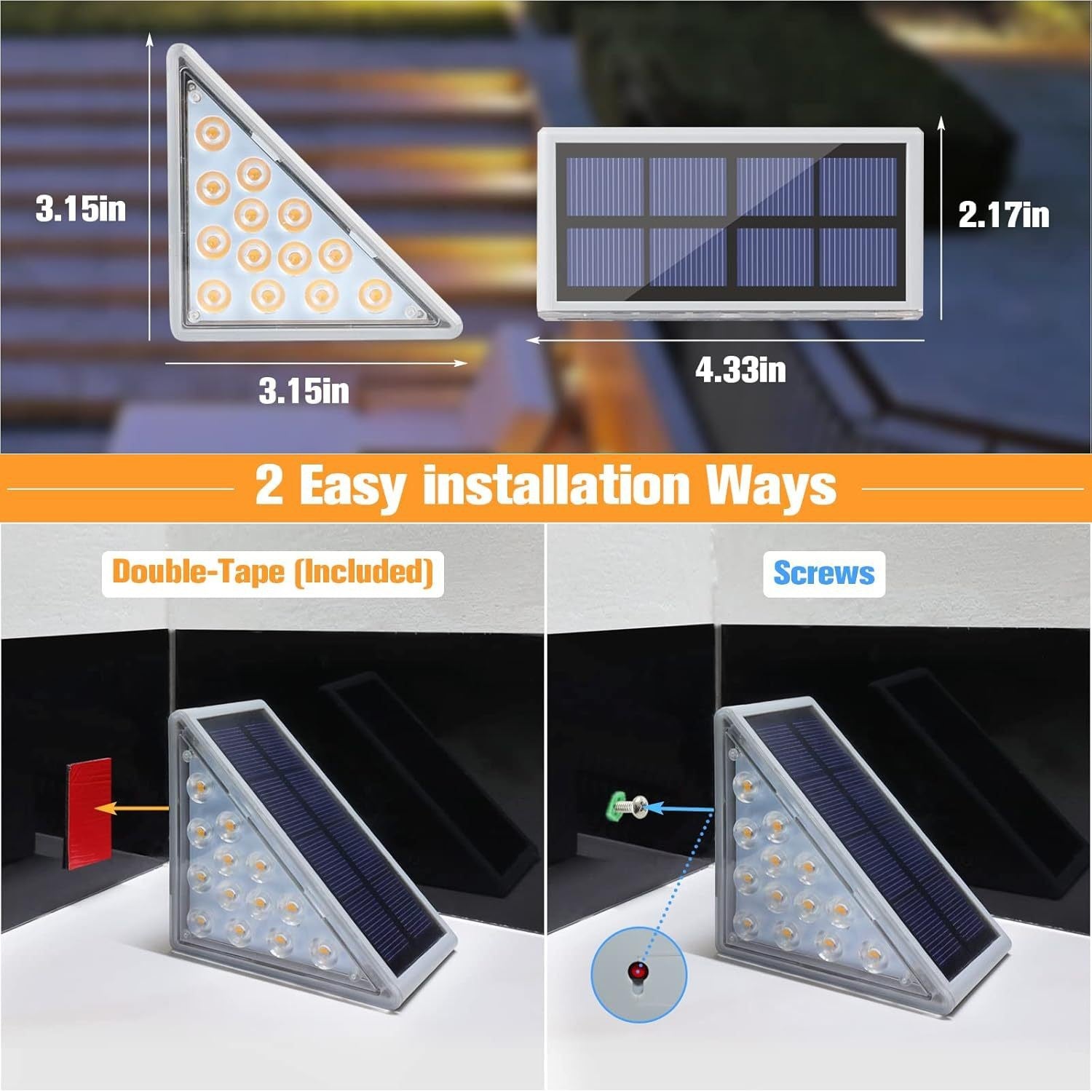 New Outdoor Triangular Stair Light Lighting Anti-Theft Solar Step Light Atmosphere Highlight Decorative Trail Lighting