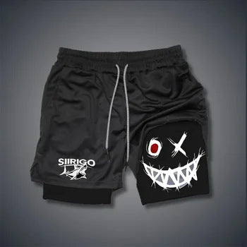 Cross-Border Export Manufacturer Shorts Anime Series Printed Double-Layer Fitness Sports 2025 Spring New Casual Pants
