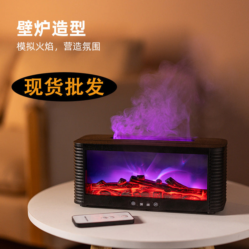 25 Years Of New Simulation Flame Fireplace Aromatherapy Machine Home Desktop Remote Control 5V Humidifier Colorful Lights Cross-border