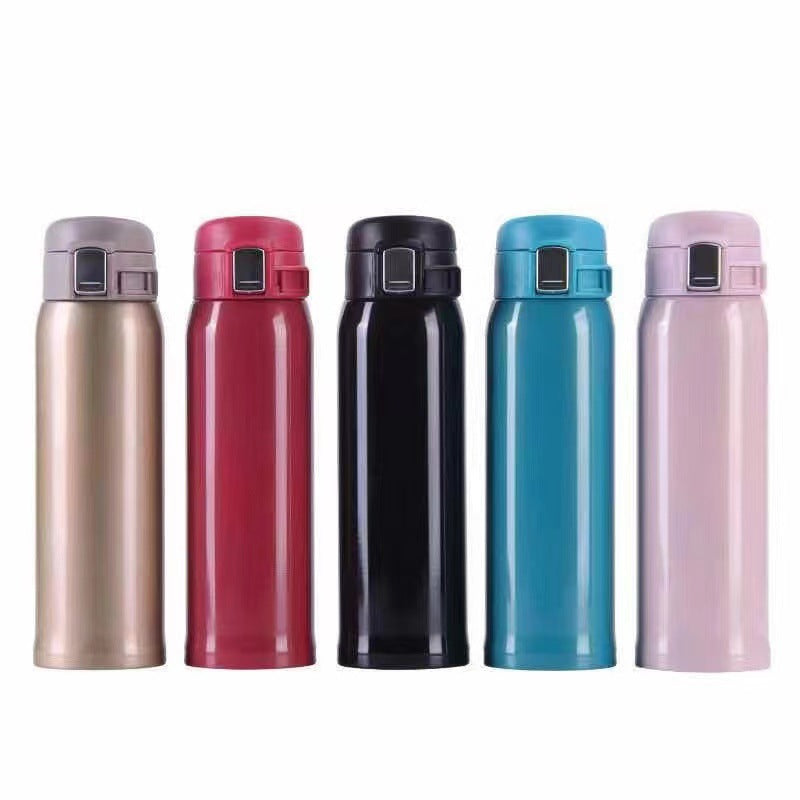 304 Stainless Steel Vacuum Thermos Cup Side Sliding Lock Snap Cover Water Cup Net Red Car Portable Gift Cup Wholesale