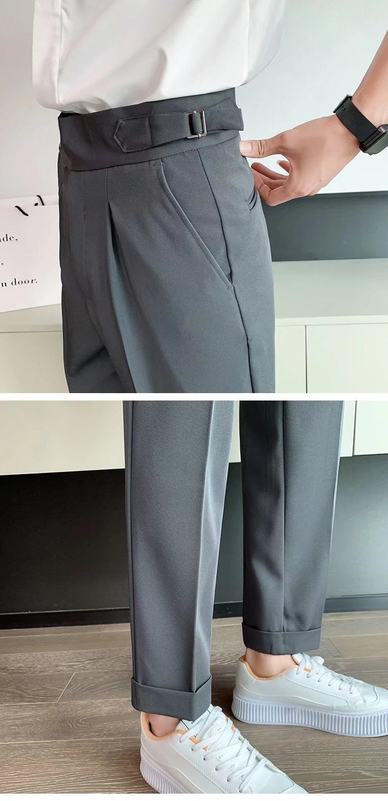 Source Manufacturers Homemade Men's Naples British Vertical High Waist Straight Pants Summer Casual Pants Fashion Pants