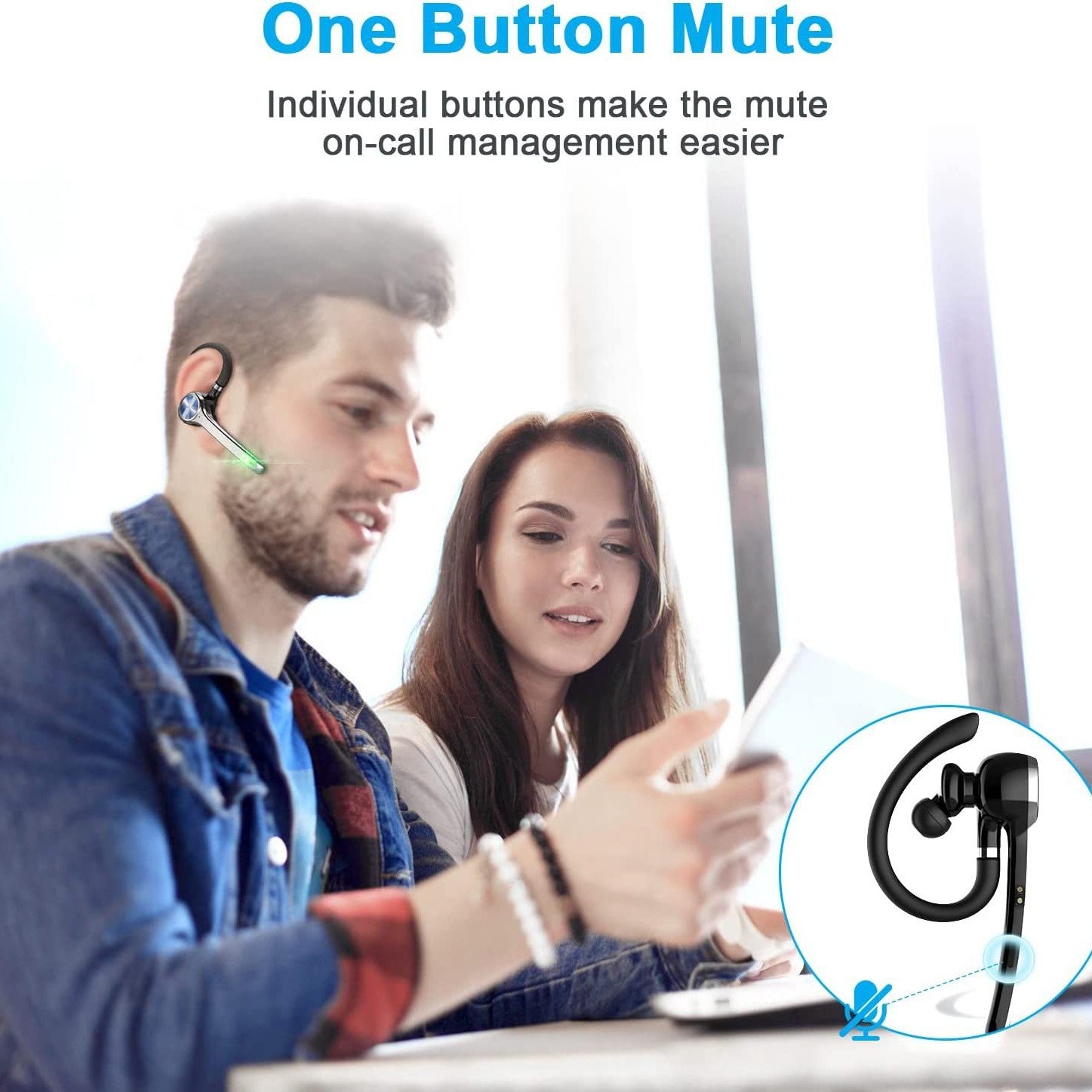 Business Bluetooth Headset 500mAh Charging Box Wireless Bluetooth Hands-free Built-in Microphone 72 Hours Call