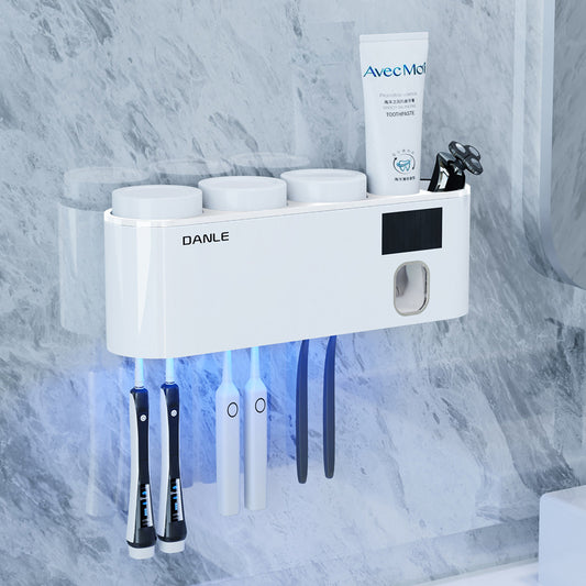 Intelligent Toothbrush Sterilizer Ultraviolet Sterilization Charging Light Energy Punch-Free Wall-Mounted Electric Brush Cup Storage Rack