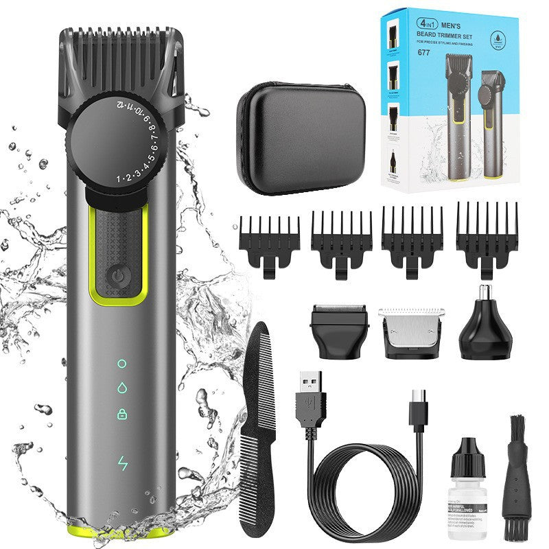 Cross-border Waterproof Electric Shaver Household Men's Hair Clipper Multifunctional Electric Hair Clippers Nose Hair Set Wholesale
