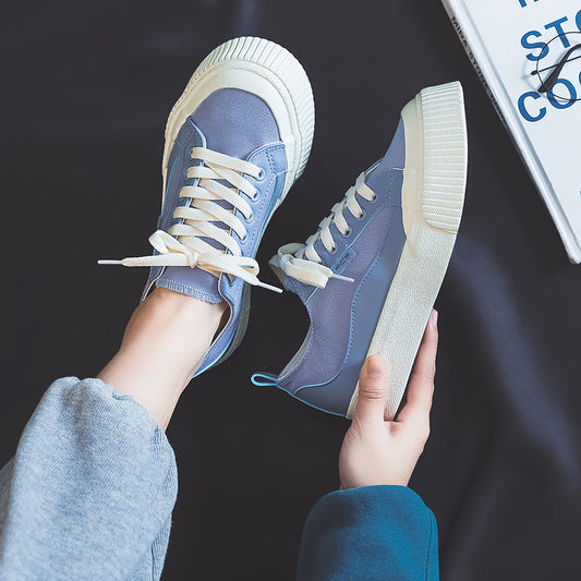 In The Spring Of 2022, The New Niche Sea Salt Blue High-top Plate Cloth Shoes For Children Ins Tide Thick-soled Big Head Versatile Board Shoes