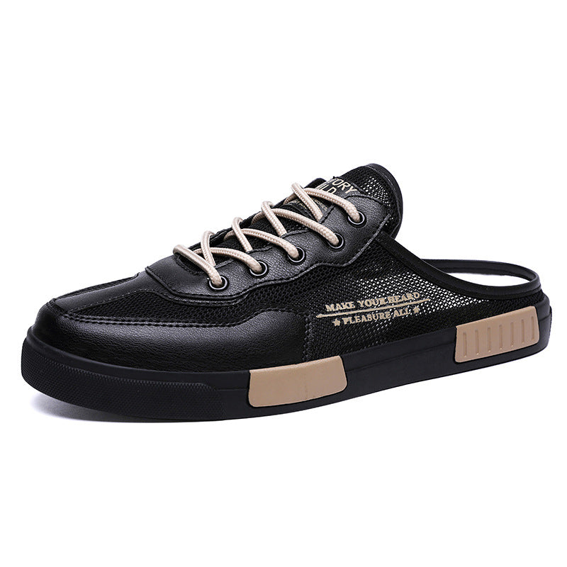 Cross-Border Large Size Men's Slippers, Lazy Slip-Ons, Heelless Mesh Breathable Toe-Toe Shoes, Sandals, Youth Anti-Skid Shoes