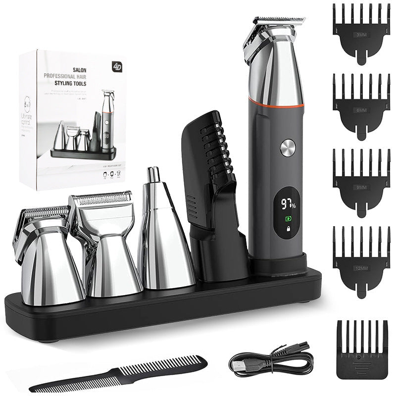 Cross-border Waterproof Electric Shaver Household Men's Hair Clipper Multifunctional Electric Hair Clippers Nose Hair Set Wholesale