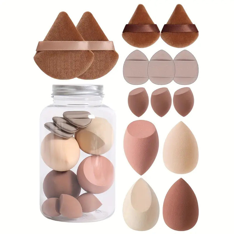 Cross-border Explosions Drifting Bottled 14-piece Powder Puff Suit Beauty Egg Thumb Powder Puff Cotton Powder Puff Mini Powder Puff