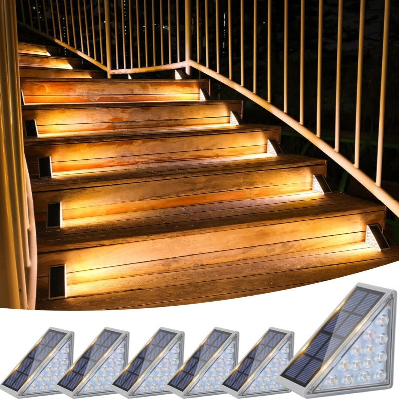New Outdoor Triangular Stair Light Lighting Anti-Theft Solar Step Light Atmosphere Highlight Decorative Trail Lighting
