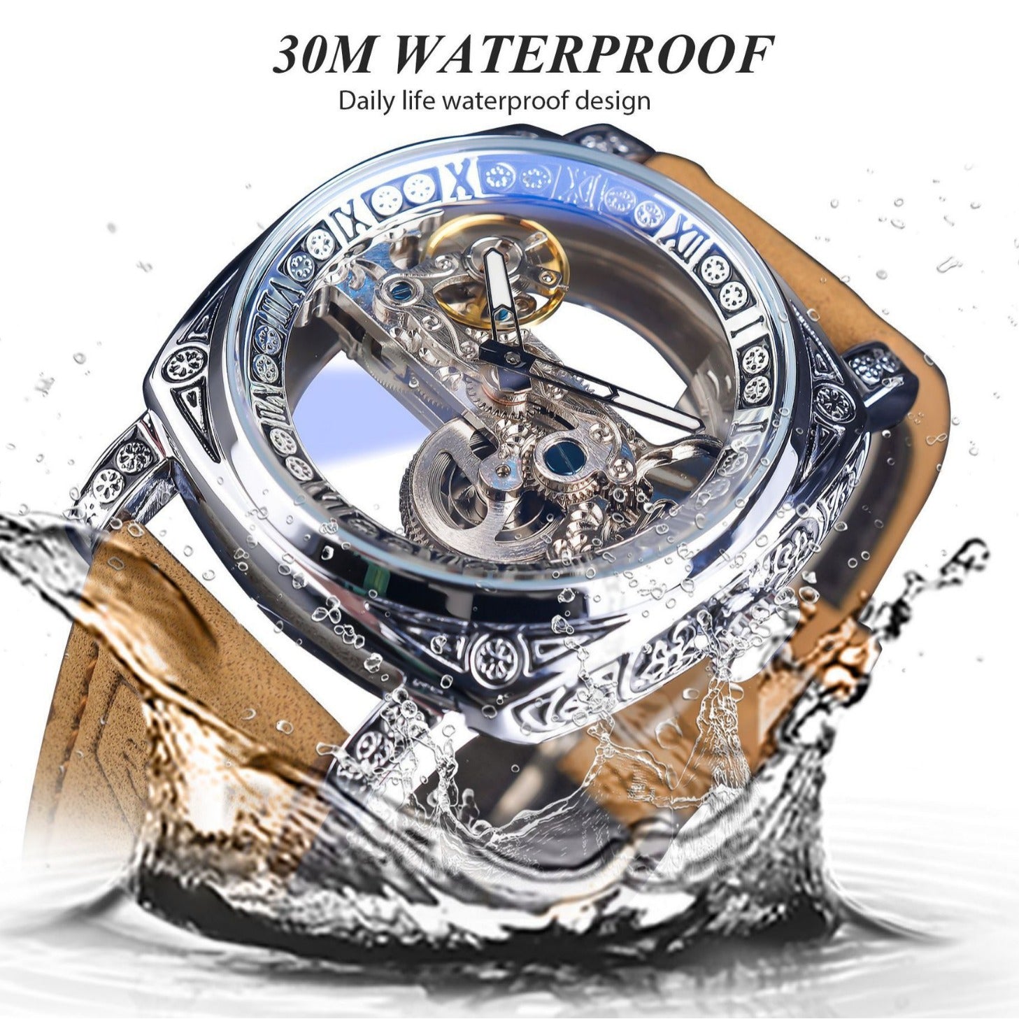 New Forsining European And American Style Men's Fashion Retro Carved Hollow Automatic Mechanical Watch