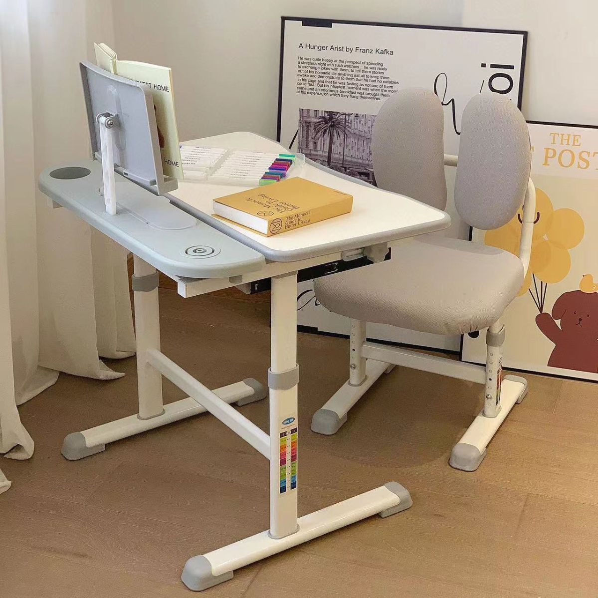 Cross-Border Home Adjustable Children's Study Table For Reading And Writing Desks And Chairs Multi-Functional Sitting Posture Correction Study Table